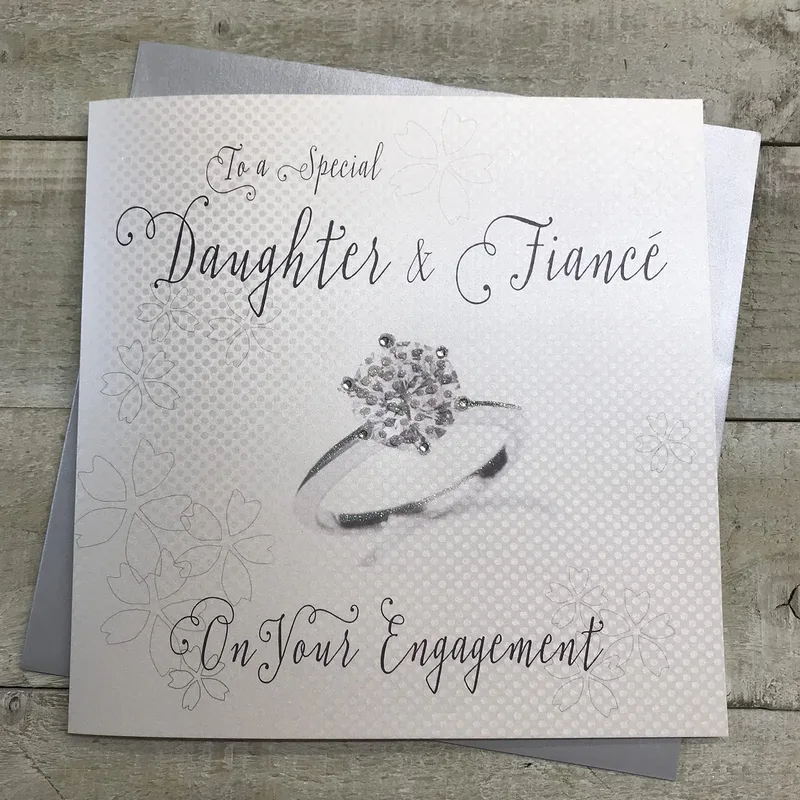Silver Diamond Ring Grey Card – Greeting Card in natural