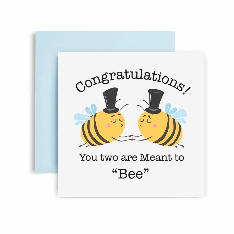 Couple Top Hats Congratulations Card for Groom and Groom