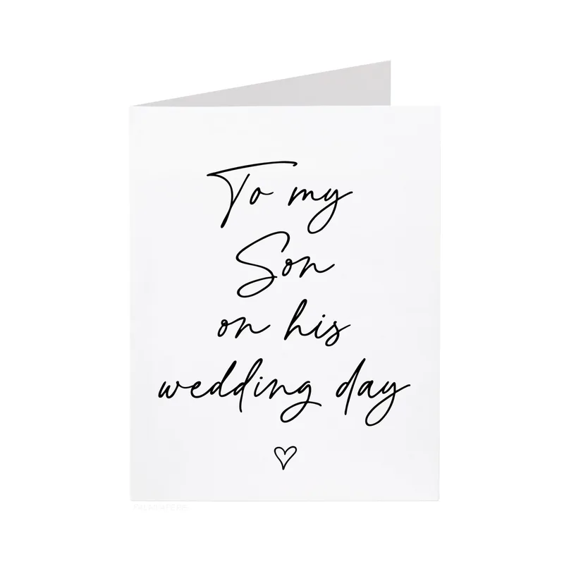 Minimal Black Script White Card: To my Son