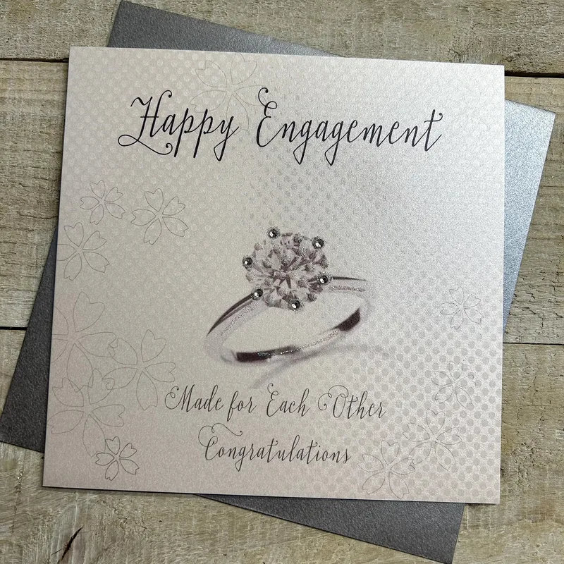 Happy Engagement Made Card Celebrating a Diamond Ring and Forever Love