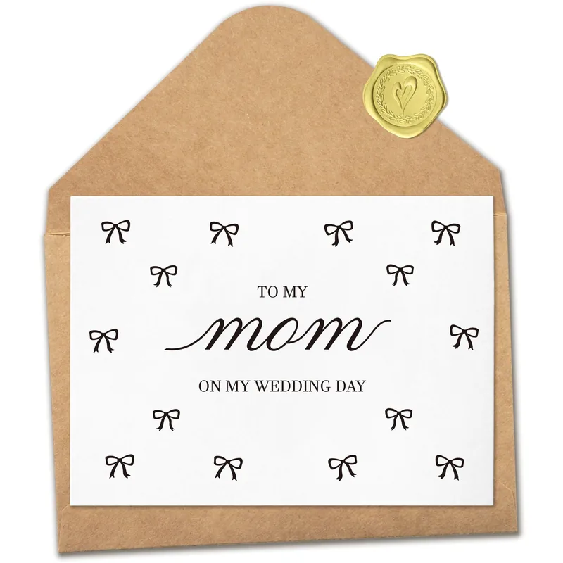 Kraft Envelope Printed Bows Card for Mom on Wedding Day