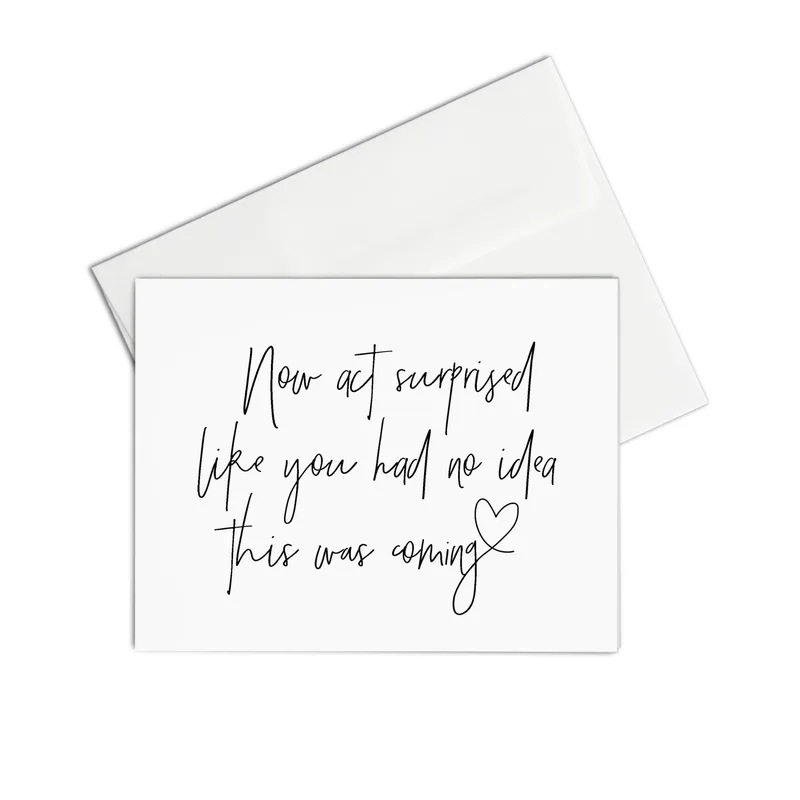 Black Script Minimal White Card for Bridesmaid Surprise