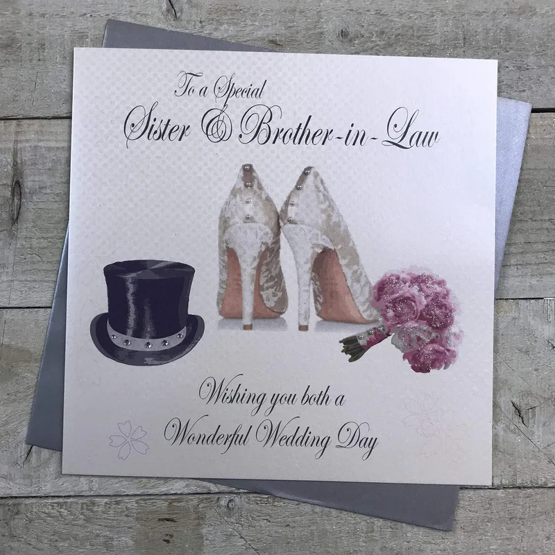 Bridal Shoes Bouquet Wedding Card for Sister and Brother-in-Law