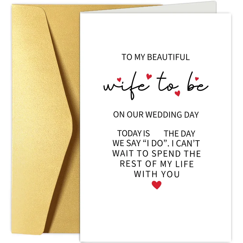 Minimal Black Hearts Wedding Card for Your Bride-to-Be