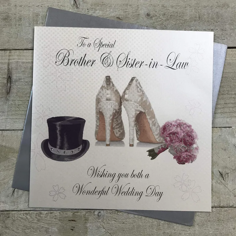 Top Hat Bridal Shoes Card for Brother and Sister-in-Law Wedding