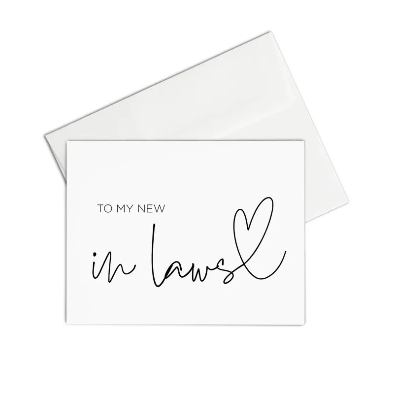 Minimal Script White Wedding Card for New In-Laws