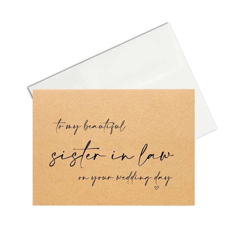 Card Black Script Wedding Card for Sister in Law Celebration
