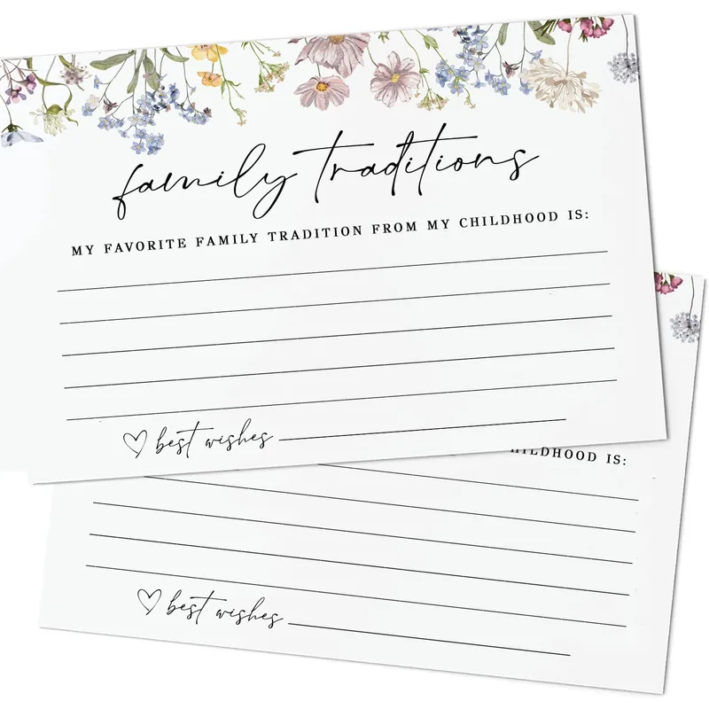 Florals Lined Bridal Shower Card for Family Tradition Guest Book