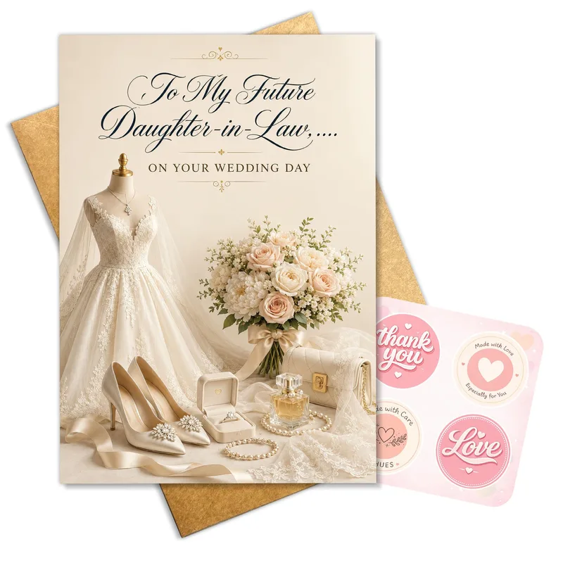 Wedding Dress Bouquet Pink Card for a Future Daughter-in-Law