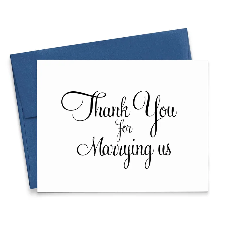 Minimal Black Script Thank You Card for Wedding Officiants
