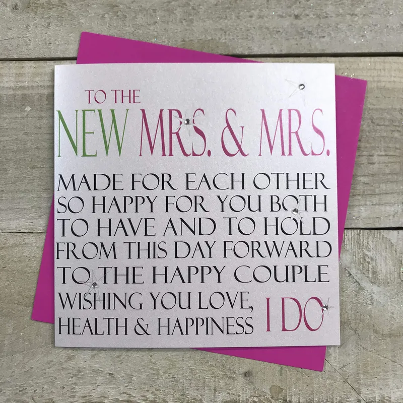 Magenta Hand-Embellished Wedding Card Celebrating Two Brides