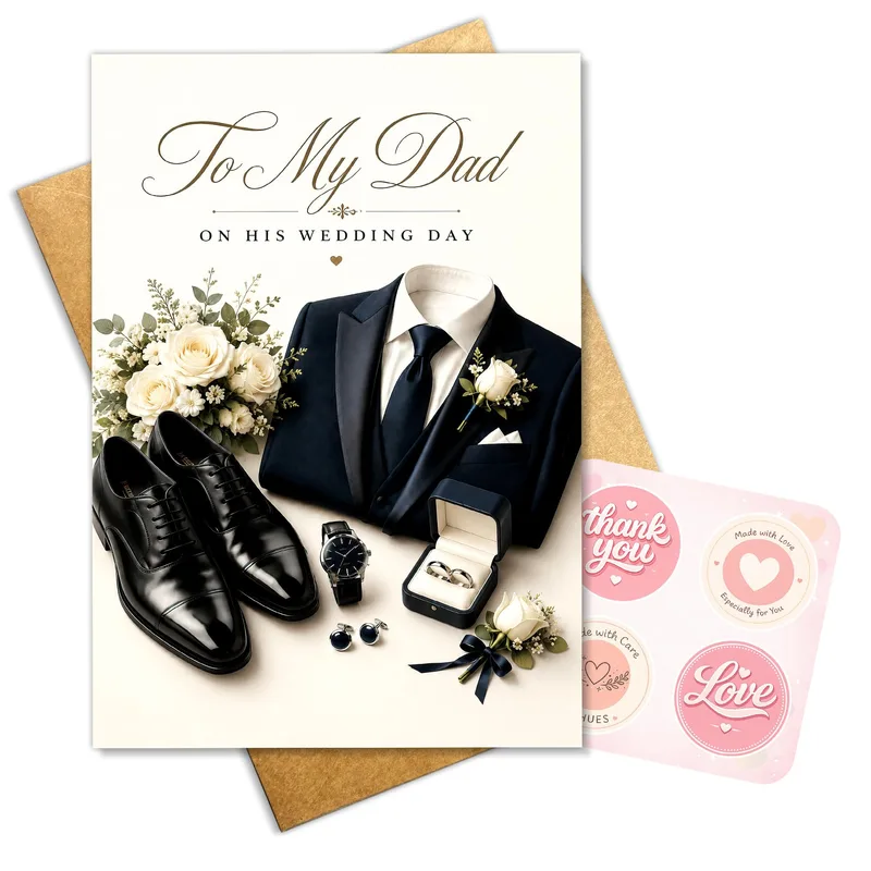 Suit Shoes Boutonniere Wedding Card for a Father on His Special Day