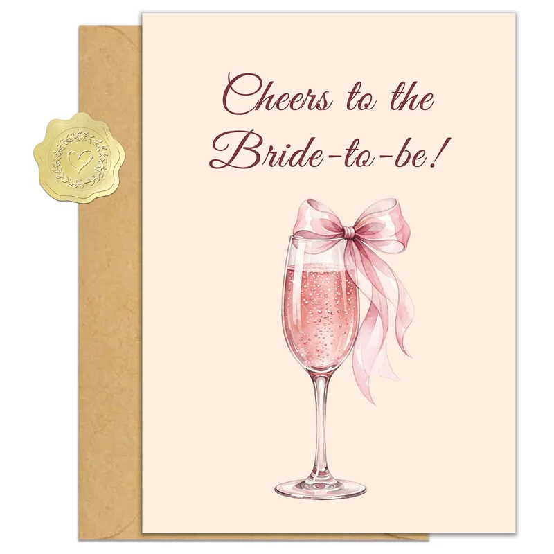 Champagne Glass Bow Bridal Shower Card Celebrates the Future Bride