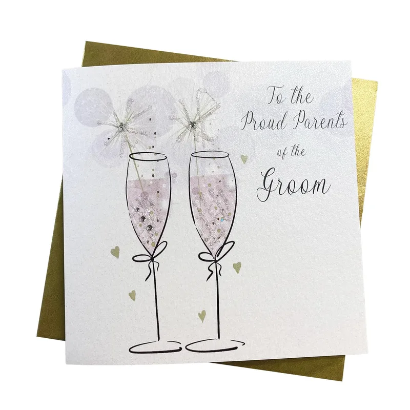 Glasses Line Art Wedding Card For Groom Parents