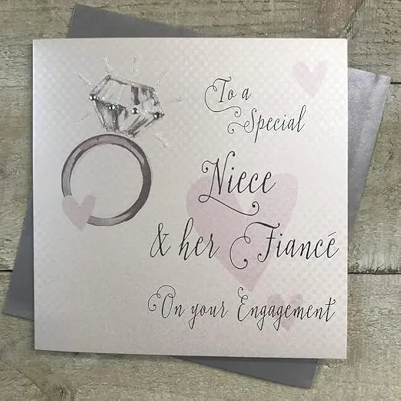Ring Grey Sketch Engagement Card for Niece and Fiance