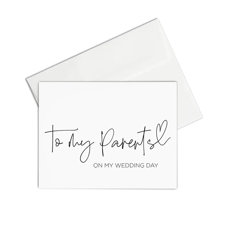 Script White Envelope Wedding Card for Parents Tribute