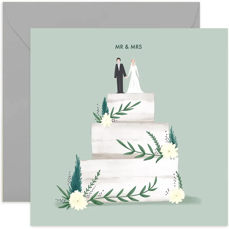 Sage Green Wedding Cake Card – Greeting Card in natural