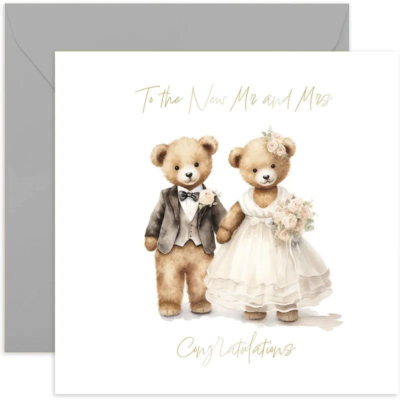 Teddy Bear Couple Card for Newlywed Wedding Bears