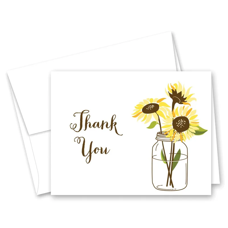 Sunflowers Mason Jar Thank You Card for Rustic Wedding Gratitude
