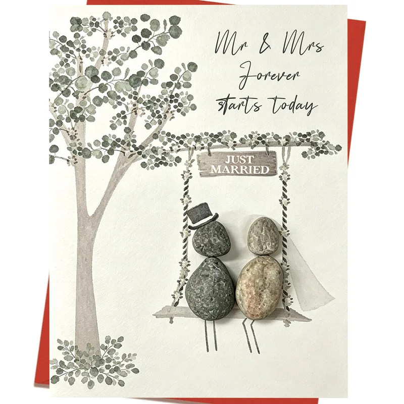 Pebble Couple Swing Wedding Card for Newlyweds
