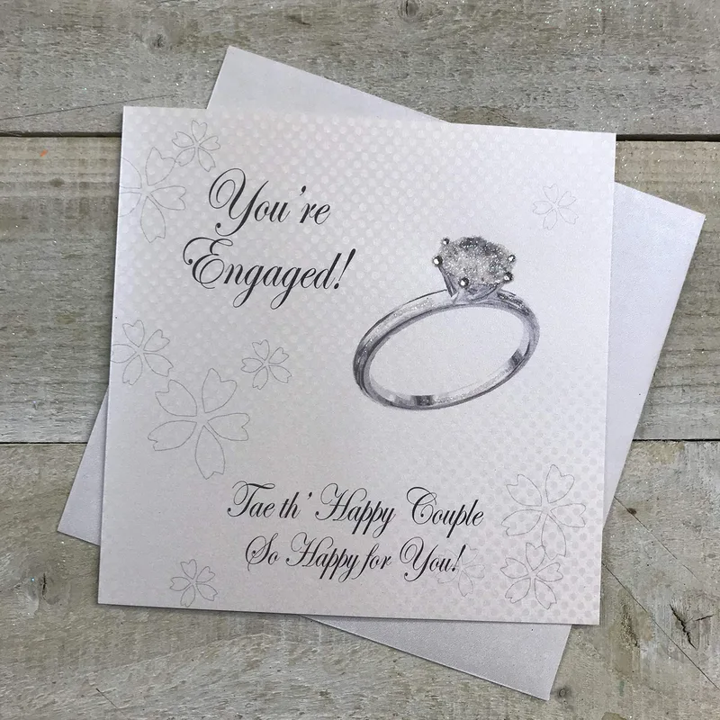 Ring Grey Pattern Engagement Card Celebrating a Scottish Proposal