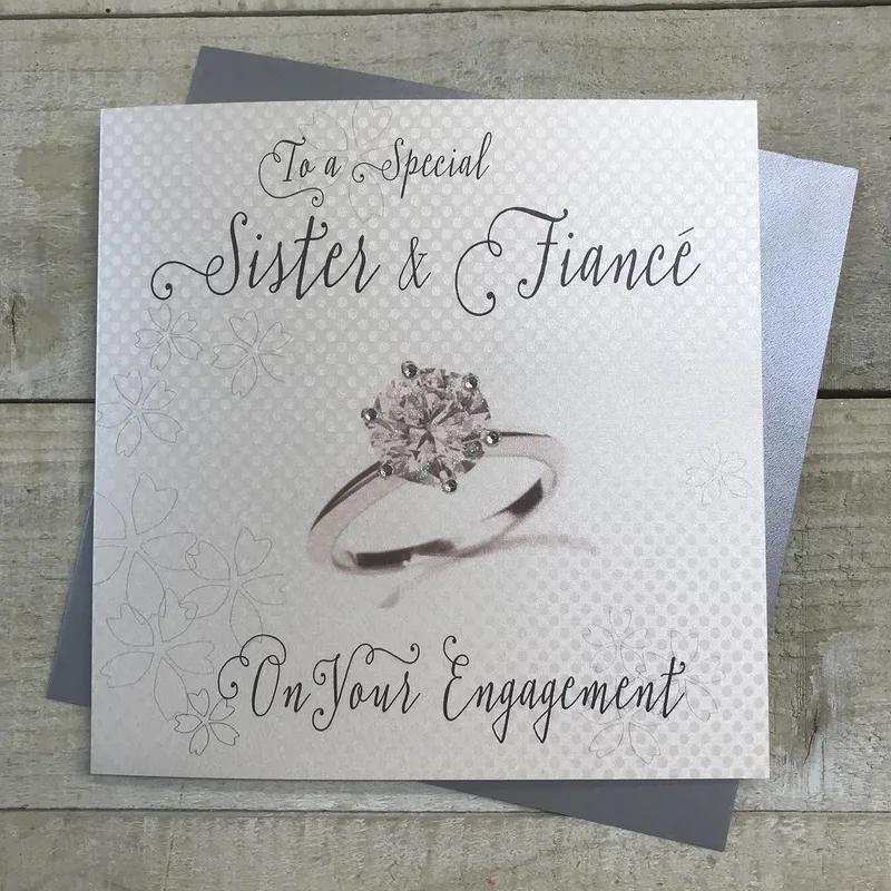 Diamond Ring Grey Pattern Card for Sister and Fiancé
