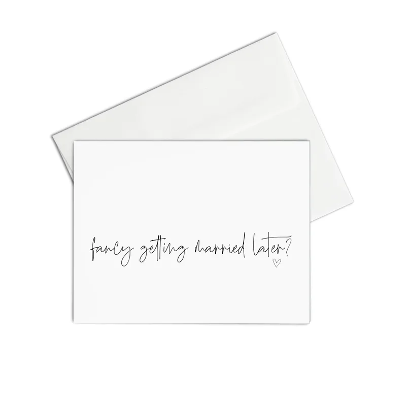 Minimal Script White Card: Fancy Getting Married Later Greeting
