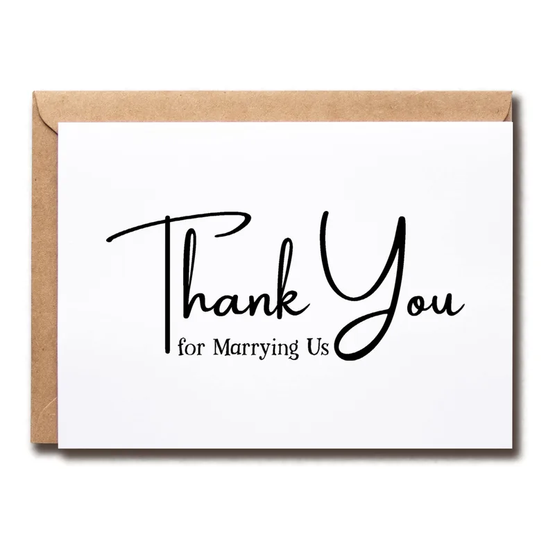 Script Thank You White Card for Wedding Officiant Gratitude