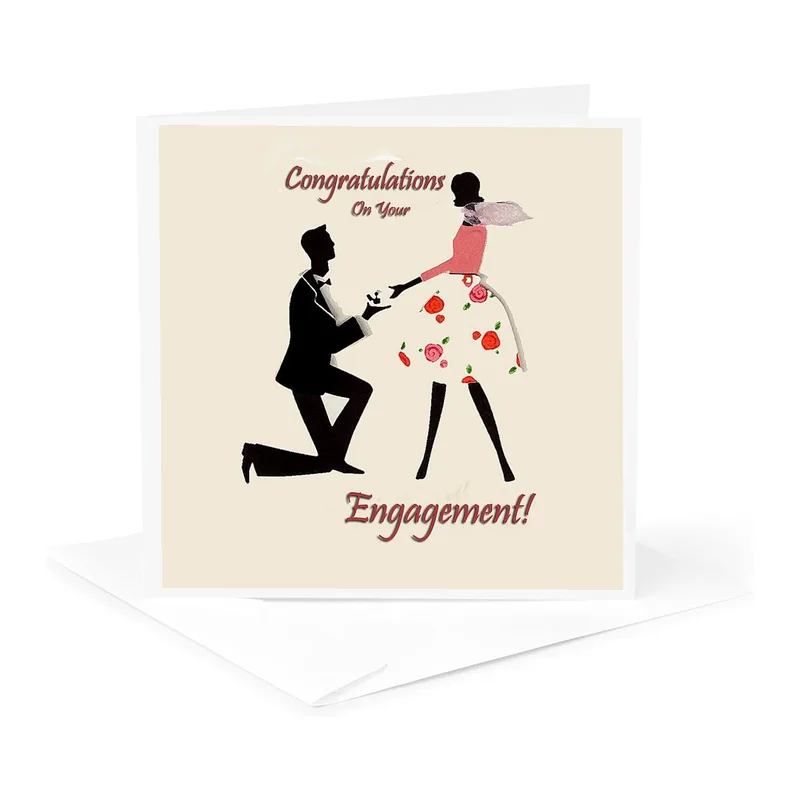 Kneeling Proposal Silhouette Engagement Card