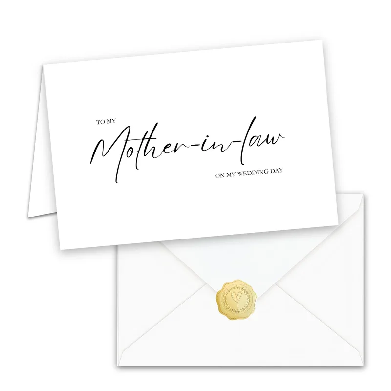 White Gold Seal Wedding Card for Mother-in-Law Sentiment