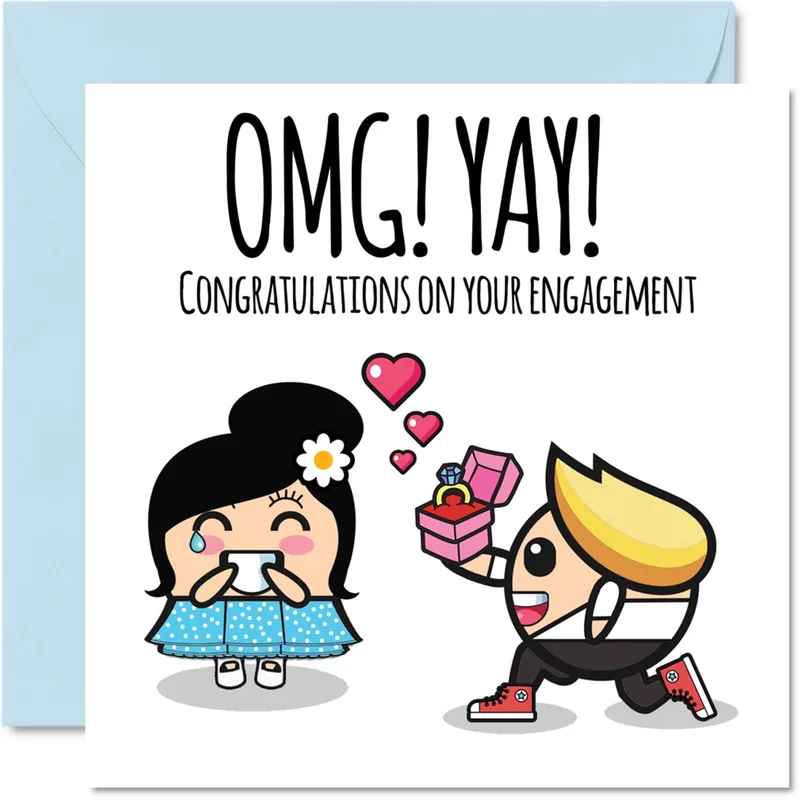 Couple Proposal Pink Engagement Card for Excited Partners
