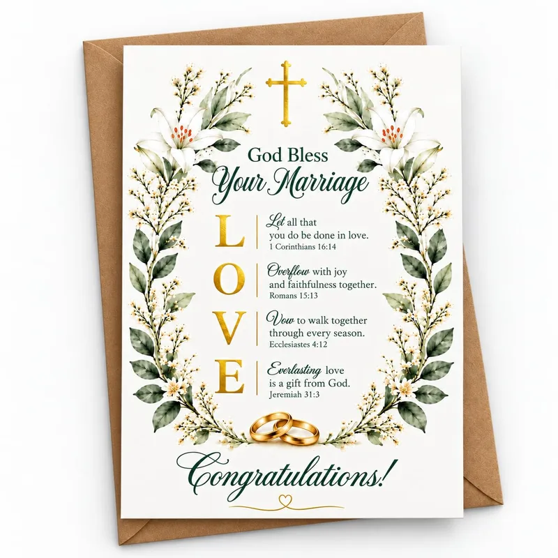 LOVE Bible Verses Wedding Card – Greeting Card in natural