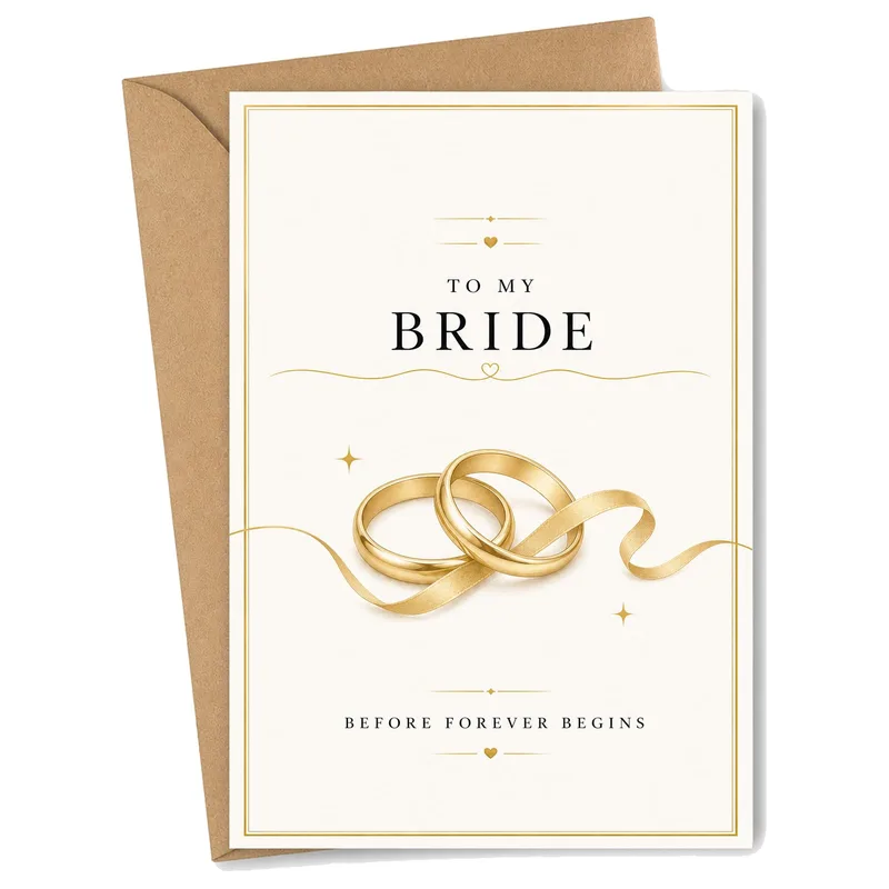 Rings Ribbon Cream Wedding Card: To My Bride Before Forever Begins