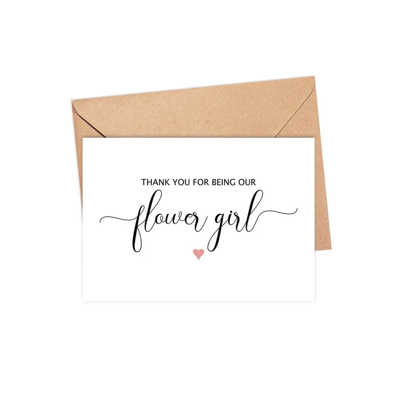 Girl Script Kraft Thank You Card for Flower Girl Appreciation