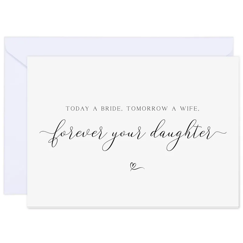 Script Lavender Envelope Wedding Card: Forever Your Daughter Message