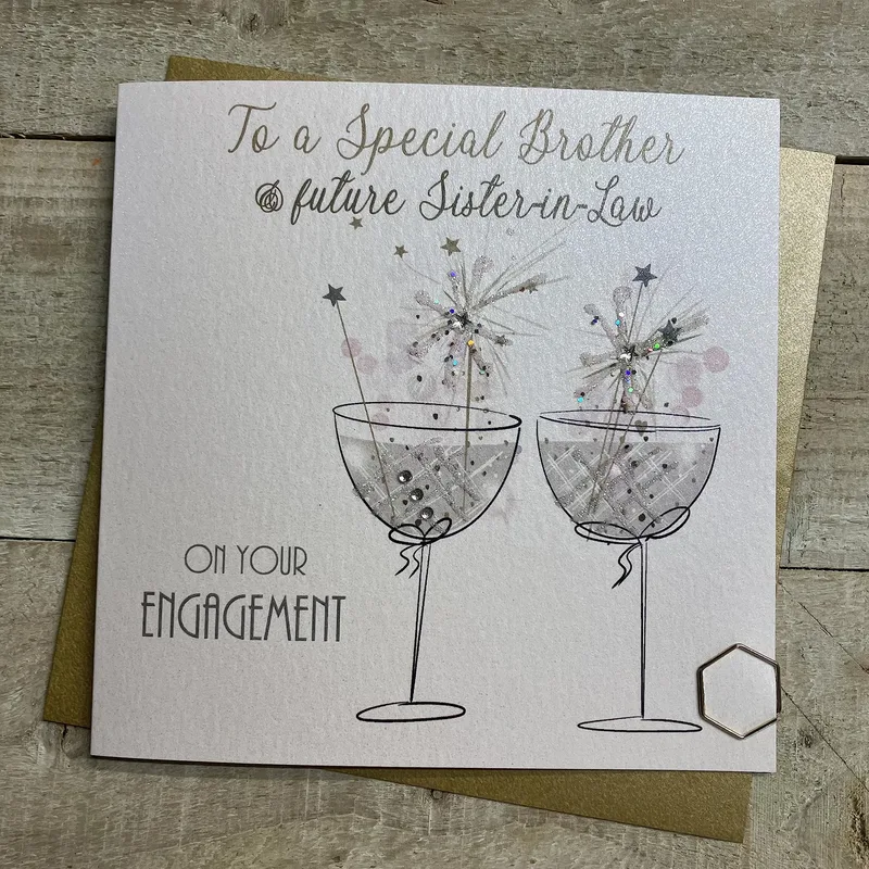 Sparkler Champagne Glasses Engagement Card for Brother and Future SIBL