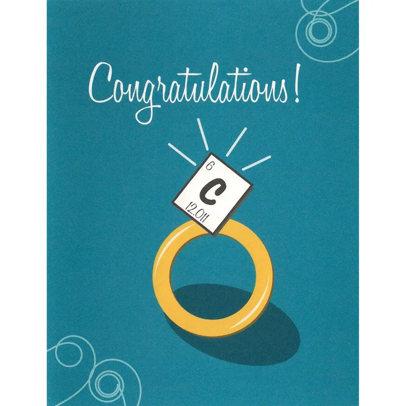 Ring Teal Background Engagement Card features a gold ring