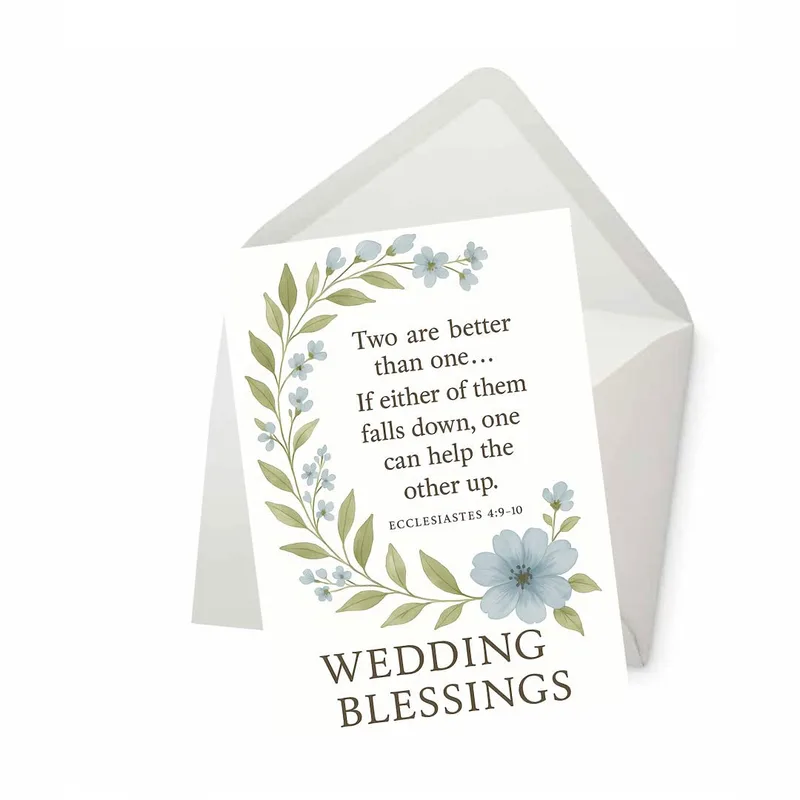 Floral Wreath Scripture Wedding Card featuring Ecclesiastes 4:9-10