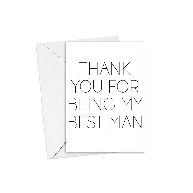 Minimal Black Serif Text Card for Best Man Thank You