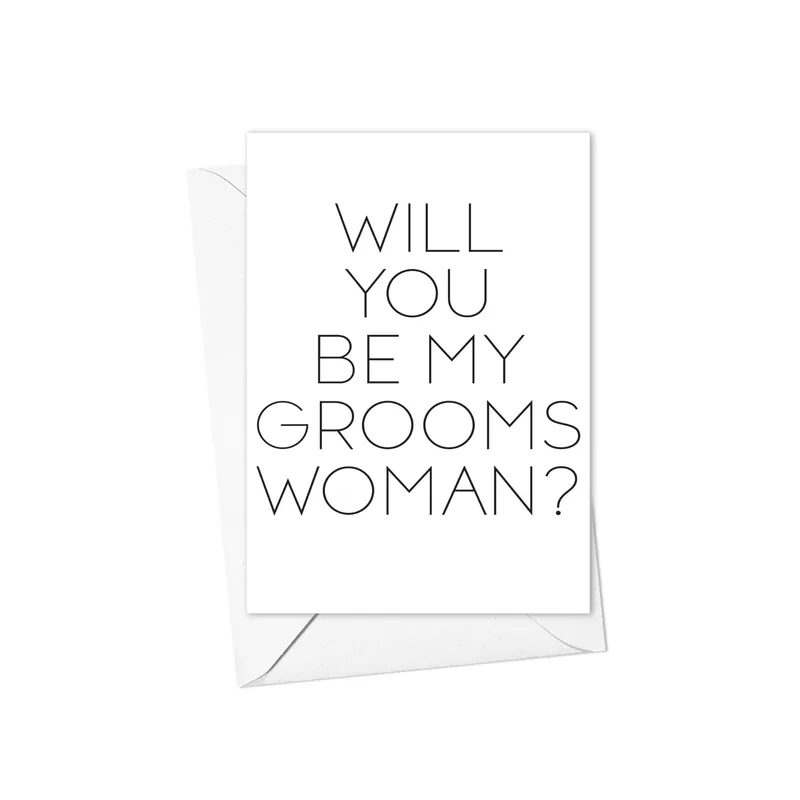 Minimal Black Serif Wedding Card: Will You Be My Groomsman