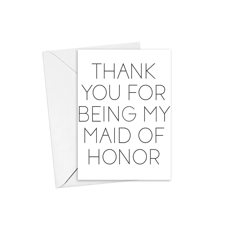 Minimal Black Serif Text Card for Maid of Honor Gratitude