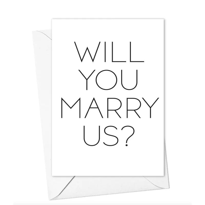 Large Black Serif Wedding Card Will You Marry Us Proposal