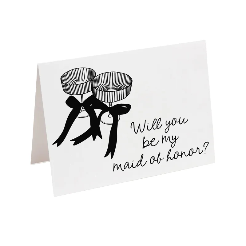Bow Champagne Glasses Wedding Card for Proposal Requests