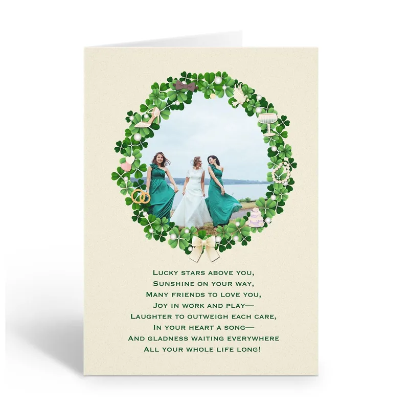 Wreath Photo Blessing Wedding Card for Bridesmaids and Friends