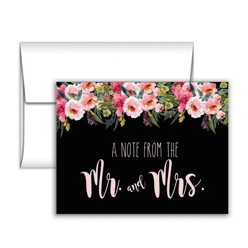 Floral Border Pink Wedding Card A Note From The Mr And Mrs