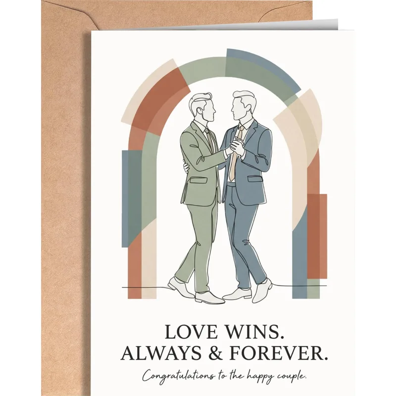 Grooms Abstract Arch Wedding Card Celebrating Love Wins