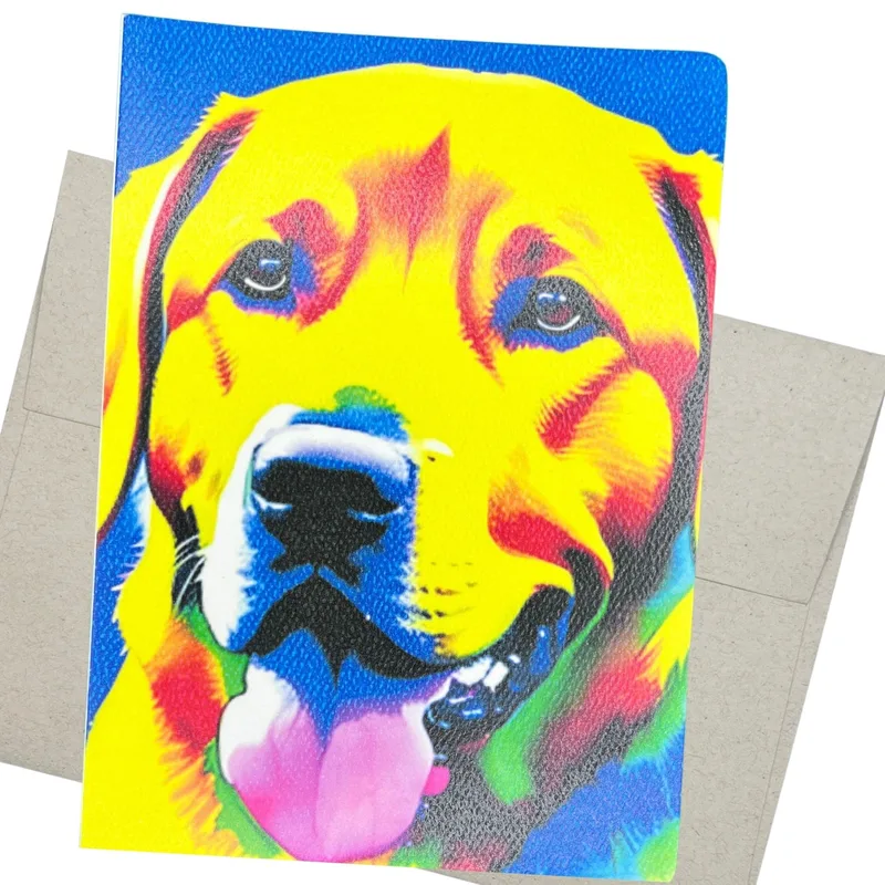 Pop Art Yellow Labrador Card: Bold Pop Art Greeting Card