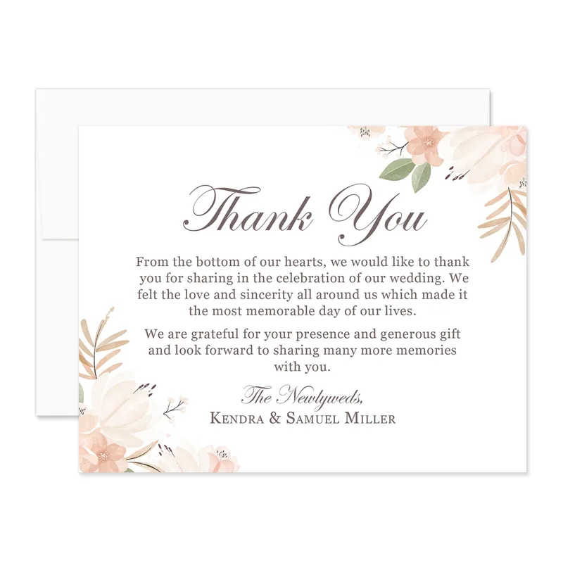 Corner Border Grey Thank You Card for Wedding Gratitude