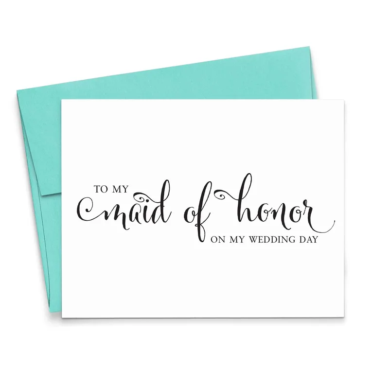 Envelope Script White Wedding Card for Bridal Party Thanks
