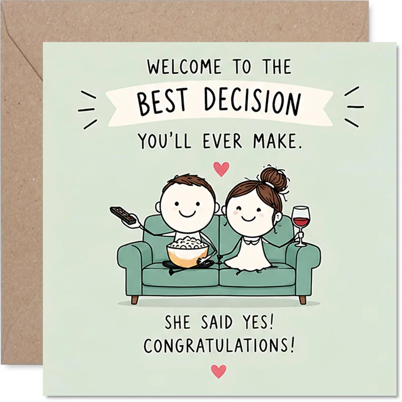 Couple Sofa Mint Engagement Card: Best Decision You'll Ever Make